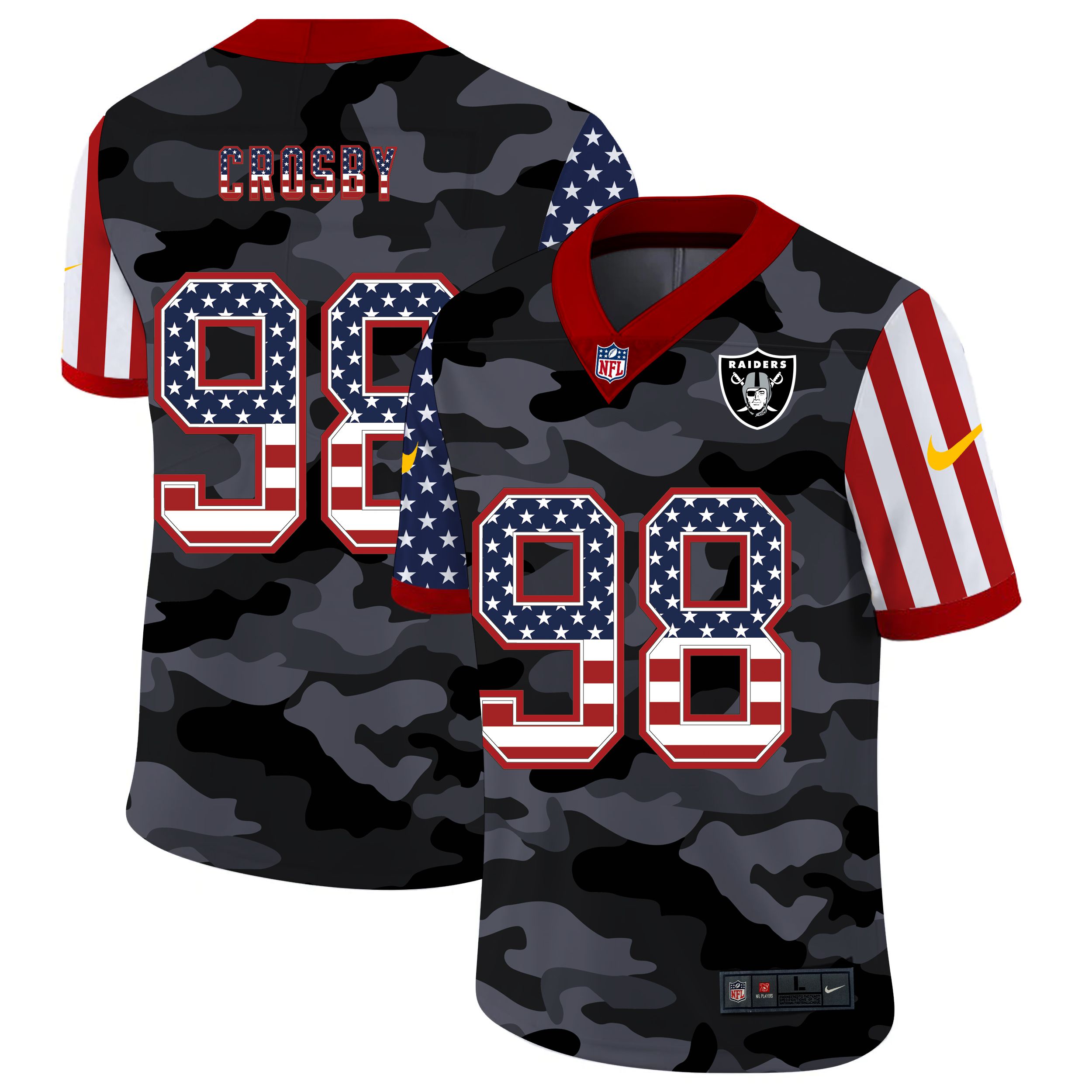 Men Oakland Raiders #98 Crosby 2020 Nike USA Camo Salute to Service Limited NFL Jerseys->carolina panthers->NFL Jersey